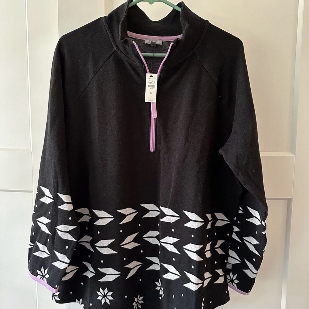 Talbots Half Zip Women's Pullover Cotton Sweater Size 1x  Southwest Aztec NWT